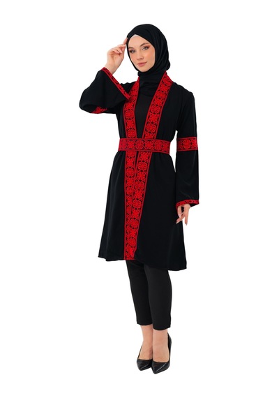 Zaytoon Filistin Kırmızı Nakışlı Siyah Filistin Kısa Kaban Abaya C100053 Kırmızı-siyah Zaytoon Filistin Kırmızı Nakışlı Siyah Filistin Kısa Kaban Abaya C100053 Kırmızı-siyah