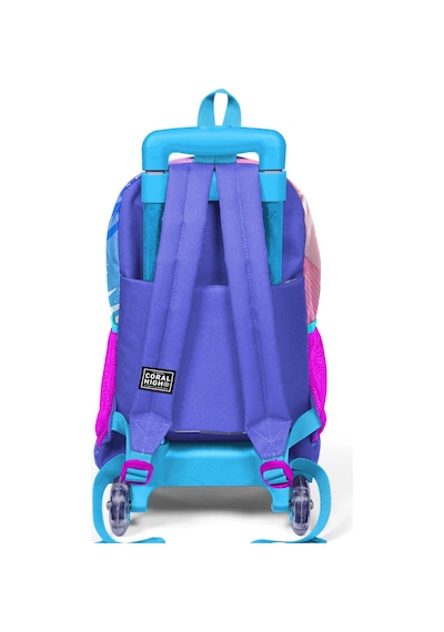 Coral High Kids Lavanta Pembe Flamingo Desenli Üç Bölmeli IşıkIı Tekerlekli Çekçek Sırt Çantası 23905