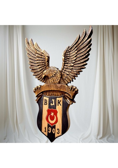 Ahşap Beşiktaş Logolu Kartal Dekoratif Duvar Panosu