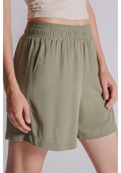 Braccas Kadın Beli Lastikli Jogger Şort Haki Haki