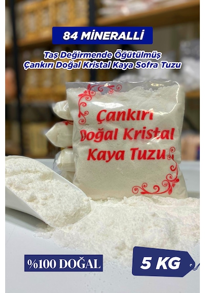 Taş Değirmende Öğütülmüş Çankırı Doğal Kristal Kaya Sofra Tuzu 5 Kg Mavi Etike