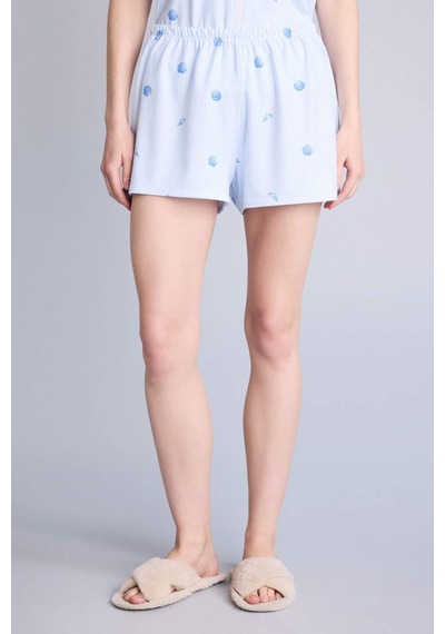 Defacto Regular Fıt Kısa Kollu 2li Softshell Pijama Takım H5459ax26smbe745 Mavi-be745