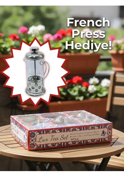 Topkapı 6 Kişilik Çay Seti, French Press Hediyeli, 9 Farklı Osmanlı Desenli Çay Bardağı Takımı 6, Topkapı Kır Diğer