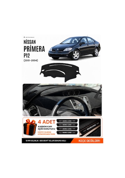 Nissan Primera P12 2001-2004 Uyumlu Torpido Koruma, Torpido Örtüsü, Torpido Kılıfı - Siyah - Nı015
