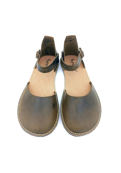 Bodhi Handcraft Kadın Barefoot Hakiki Deri Minimalist Günlük Sandalet El İmalatı Haki