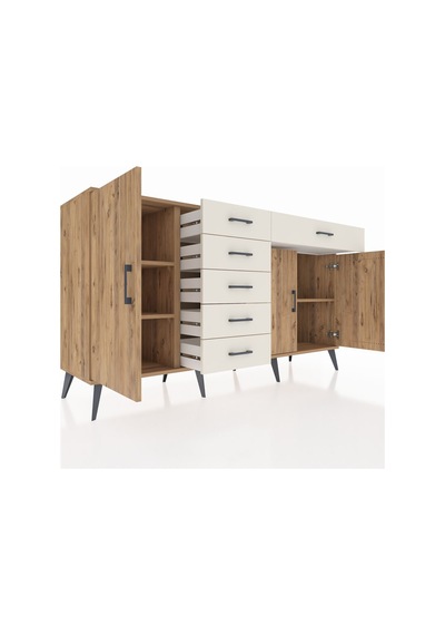 Kronos Konsol 3 Raflı 6 Çekmeceli 3 Kapaklı 176x59x99 Çam-çam/ayt Çam-çam/aytaşı