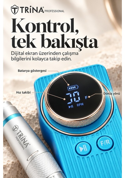 Trina Şarjlı Tırnak Törpü Makinesi 35.000 Rpm Mavi