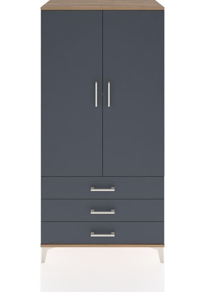 Hyperion Dolap 2 Raflı 3 Çekmeceli 2 Kapaklı 88x44x182 Çam-antrasit Atlas Çam