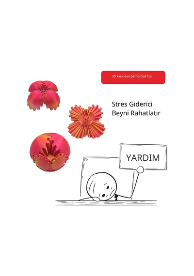 3d Baskılı Dişli Top Pla Malzeme, Stres Giderici Dönme Oyuncağı, Taşınabilir Spinner Küre Turuncu