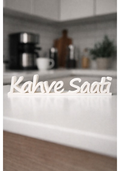 Kahve Saati Dekoratif Yazı + Sallanan Ayaklı 3 Lü Figür Seti Kahve Köşesi Mutfak Süs