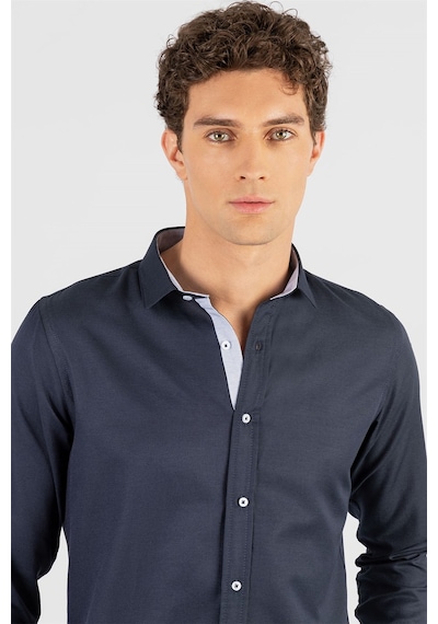 Tudors Slim Fit Dar Kesim Oxford Spor Erkek Gömlek-11665 Lacivert