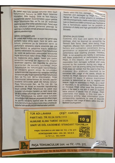 Yaprak Lahana Tohumu Karden 10 Gr