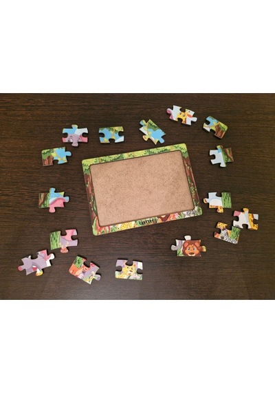 Hayvanlar Alemi 7 - 16 Parça Eğitici Öğretici Ahşap Çocuk Puzzle Yapboz Bebek Çocuk Oyuncak