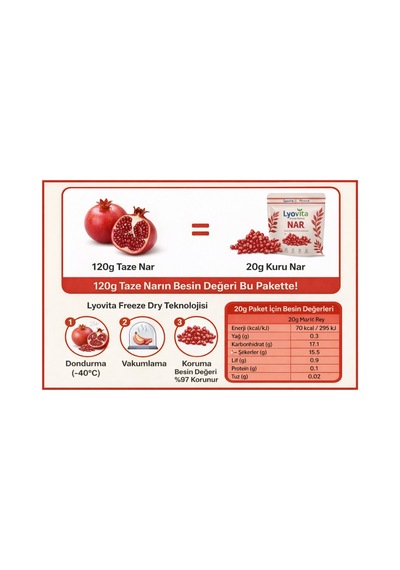 Nar Dondurularak Kurutulmuş Freeze Dried 30 G