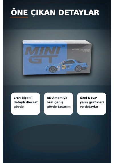 Detaylı 1/64 Ölçek Mazda Rx-7 Re-amemiya D1gp Model Araba - Koleksiyonluk Diecast Oyuncak Bx-313378