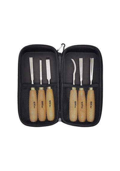 Rox-15399068-6pc Ahşap Oyma Aletleri Eva Çanta Fermuarlı Artı Asılı Karabina - 6'li Set