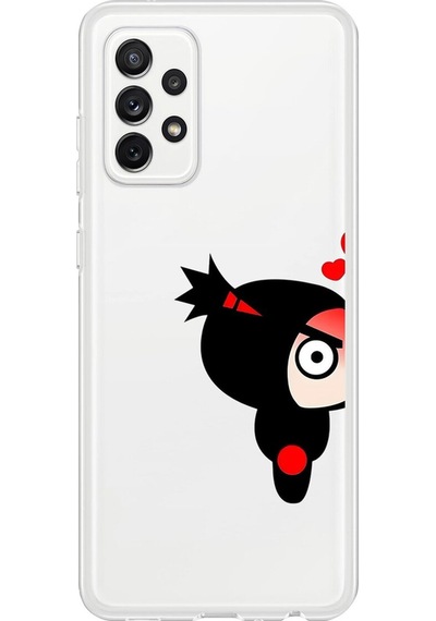 Samsung Galaxy A72 Uyumlu Şeffaf Kılıf Couple Pucca 1 Tasarımlı