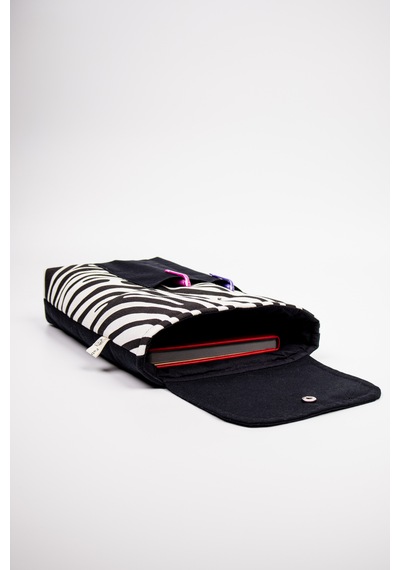 Kitap Defter Tablet Çantası Kanvas Zebra Desenli Organizer 25x30 Cm Kılıf