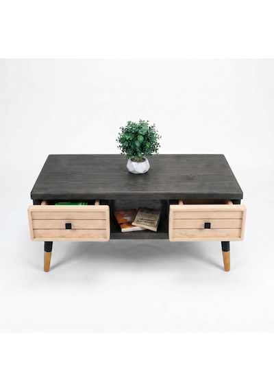 Mobenta Stria Brew: Modern Doğal Masif Orta Sehpa, 4 Çekmeceli - 110x60 An-bz Antrasit-krem Mobenta Stria Brew: Modern Doğal Masif Orta Sehpa, 4 Çekmeceli - 110x60 An-bz Antrasit-krem
