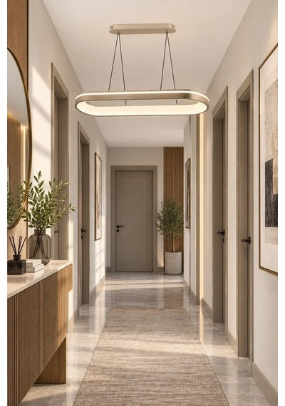 Modern Premium 3 Renkli Ledli Sarkıt Uzun Avizesi Salon Mutfak Yemek Masası Üstü Şık Modelleri 45w Gold