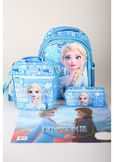 Dekomus Lisanslı Elsa Frozen Ice Glow Colleciton Büyük Boy Okul Çantası,beslenme Çantası,kalem Çantası Ve Beslenme Örtüsü Seti Altın