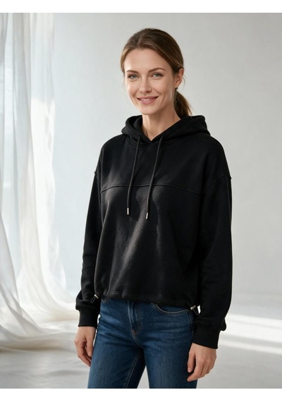 Nealirsanall.com Kadın 3 İplik Şardonlu Kapşonlu Eteği Stoperli Sweatshirt Bordo