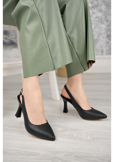 Nesilshoes Nesil Shoes Tam 175 Siyah Topuklu Kadın Sandalet