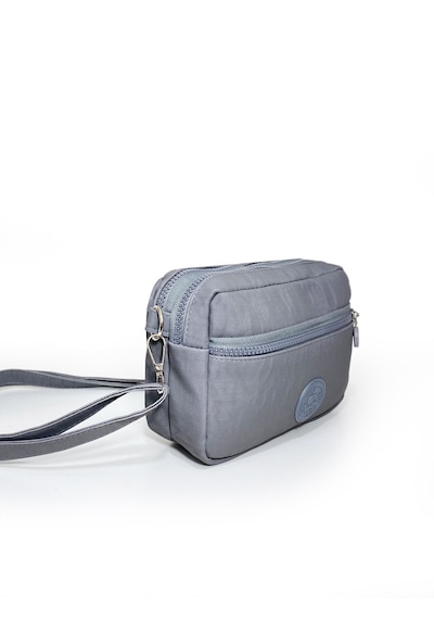 Westbag Kadın Çapraz Askılı Üç Gözlü Fermuarlı Krinkıl Günlük Omuz Çantası 2'li Set Gri - Lacivert