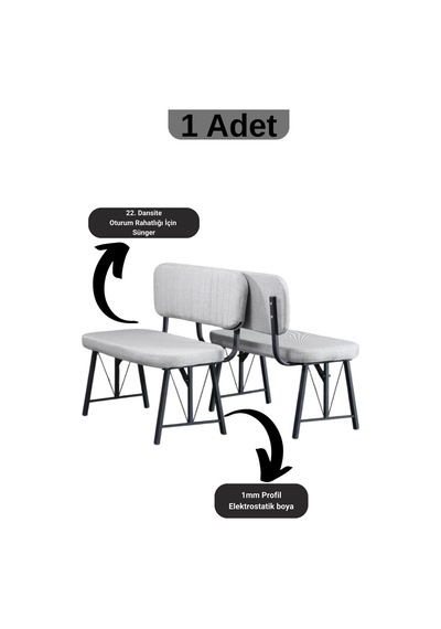 Elfin Mutfak , Yemek Odası Bahçe Balkon Otel Restoran Kafe Bench, Puf, Sırtlı Bench -1 Adet Gri Gri