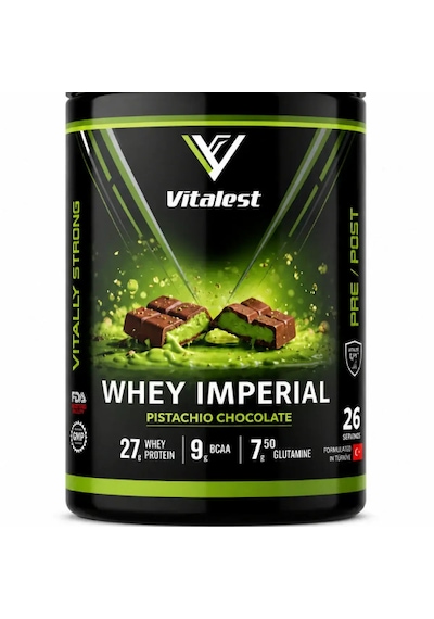 Vitalest Whey Imperial Pistachio Chocolate 900 G 26 Servis Antep Fıstıklı Çikolata Aromalı Whey Protein Tozu Dubai Çikolatası Vitalest Whey Imperial Pistachio Chocolate 900 G 26 Servis Antep Fıstıklı Çikolata Aromalı Whey Protein Tozu Dubai Çikolatası