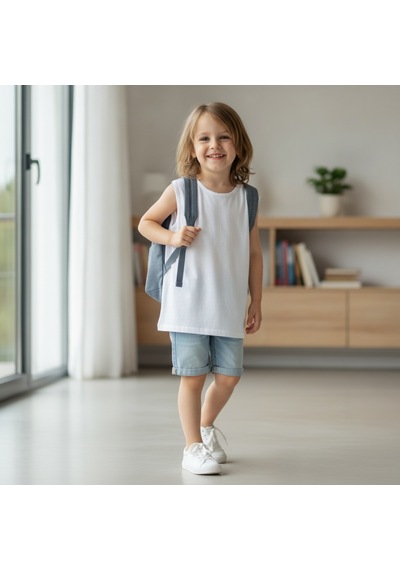 Bonbon Çocuk 3'lü Paket Pamuklu Beyaz Renk Tshirt Cb1038