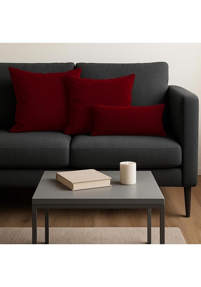 Tr Fabric Design Kadife Serisi Kırlent, Yastık Kılıfı Kırmızı, 50 X 30 Diğer
