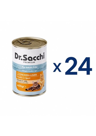 Dr. Sacchi Delicious Tavuklu Ve Ciğerli Yetişkin Kedi Konservesi 400 G 24 Adet