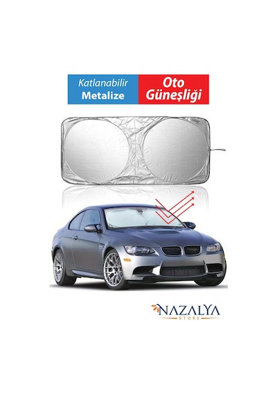 Bay Katlanır Araba Ön Cam Güneşliği Metalize Isı Yalıtımlı Yazlık 150x70cm Otomobil Aksesuarı Najmaddin