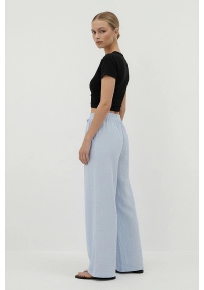 Dıanna Kadın Beli Lastikli Wide Leg Müslin Pantolon %100 Pamuk Geniş Bol Paça Rahat Ofis & Günlük Stil Bebe Mavi Dıanna Kadın Beli Lastikli Wide Leg Müslin Pantolon %100 Pamuk Geniş Bol Paça Rahat Ofis & Günlük Stil Bebe Mavi