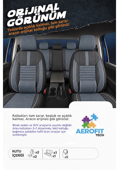 Opel Combo D Shadow Monza Gri Tay Tüyü Ticari 2+1 Oto Koltuk Kılıfı Tam Set-kolay Montaj-terletmez-ortopedik 2012 - 2018