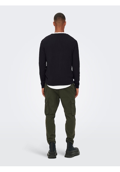 Only & Sons Erkek Bisiklet Yaka Regular Fit Kazak - 22020088 Siyah