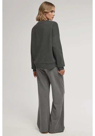 Hiccup Oversize Bisiklet Yaka Basic Sweatshirt Arduvaz Grisi