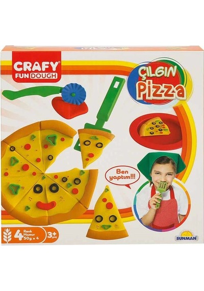 Mey İthalat Crafy Çılgın Pizza Oyun Hamuru Seti 200 G 10 Parça Sarı