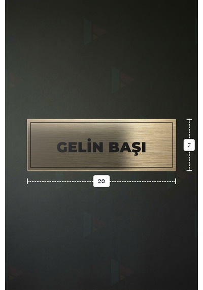 Gelın Başı Yazılı - Metal - Gold Renk - Kapı İsimliği - 20x7 Cm