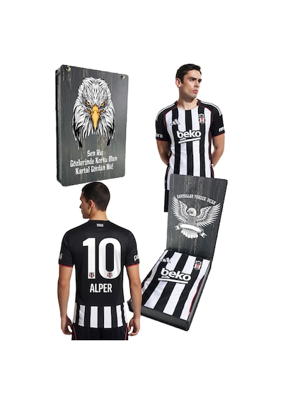 Beşiktaş Lisanslı 25/26 Siyah Beyaz Çubuklu Forma Kişiye Özel Uv Kutu Siyah