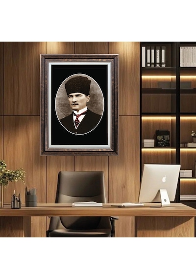 Çerçeveli Deri Atatürk Tablosu 4 Çerçeveli Tablo 61x81 Cm Diğer