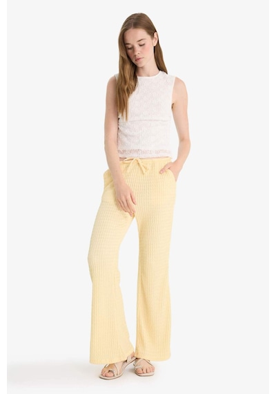 Defacto Wide Leg Cepli Normal Bel Standart Boy Bürümcük Pantolon F7659ax25auyl252 Sarı