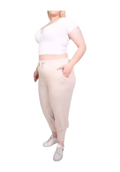 Petunya Butik Paça Pensli Viscon Pantolon Bej