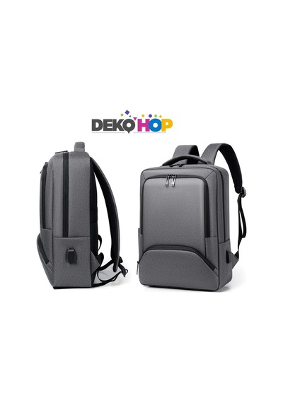 Laptop Sırt Çantası Usb Girişli Notebook Apple Uyumlu iPad  Çantası Grı