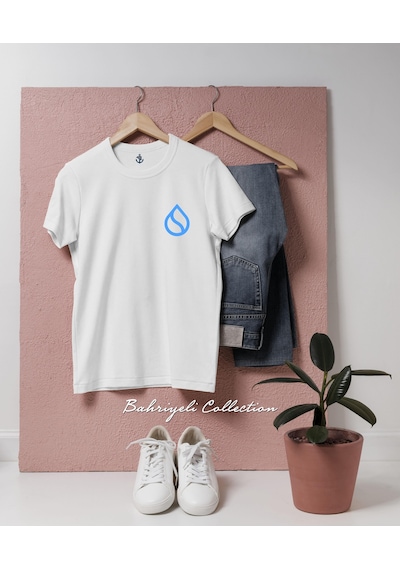 Oversize Sui Coin Cep Tasarımlı Unisex T-shirt Beyaz