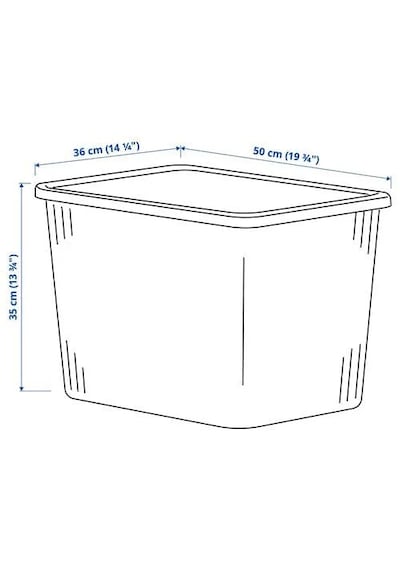 Ikea Rykta Şeffaf Gri-mavi 36x50x35 Cm/44.5 Lt Kapaklı Kutu Açık Mavi