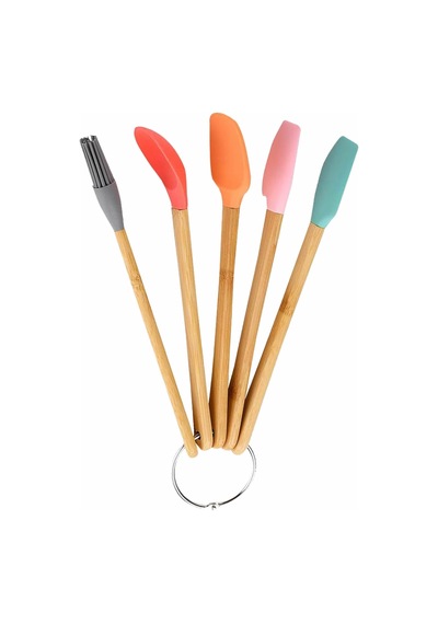 5'li Set Silikon Fırça Kazıyıcı Spatula Kesici Kaşık Silikon Spatula Seti Silikon Çok Renkli Diğer