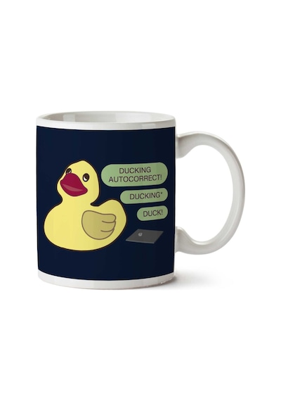 Ducking Autocorrect İki Tarafı Baskılı Kupa Bardak