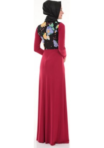 Nidya Moda Büyük Beden Elbise-4046K Kırmızı